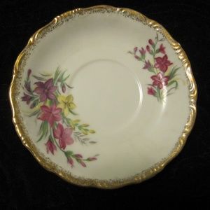 Pretty  Vintage Saucer with Pink Flowers